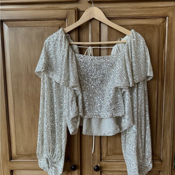 Free People Cropped Festival Sequin Top Size XS - Picture 3 of 7